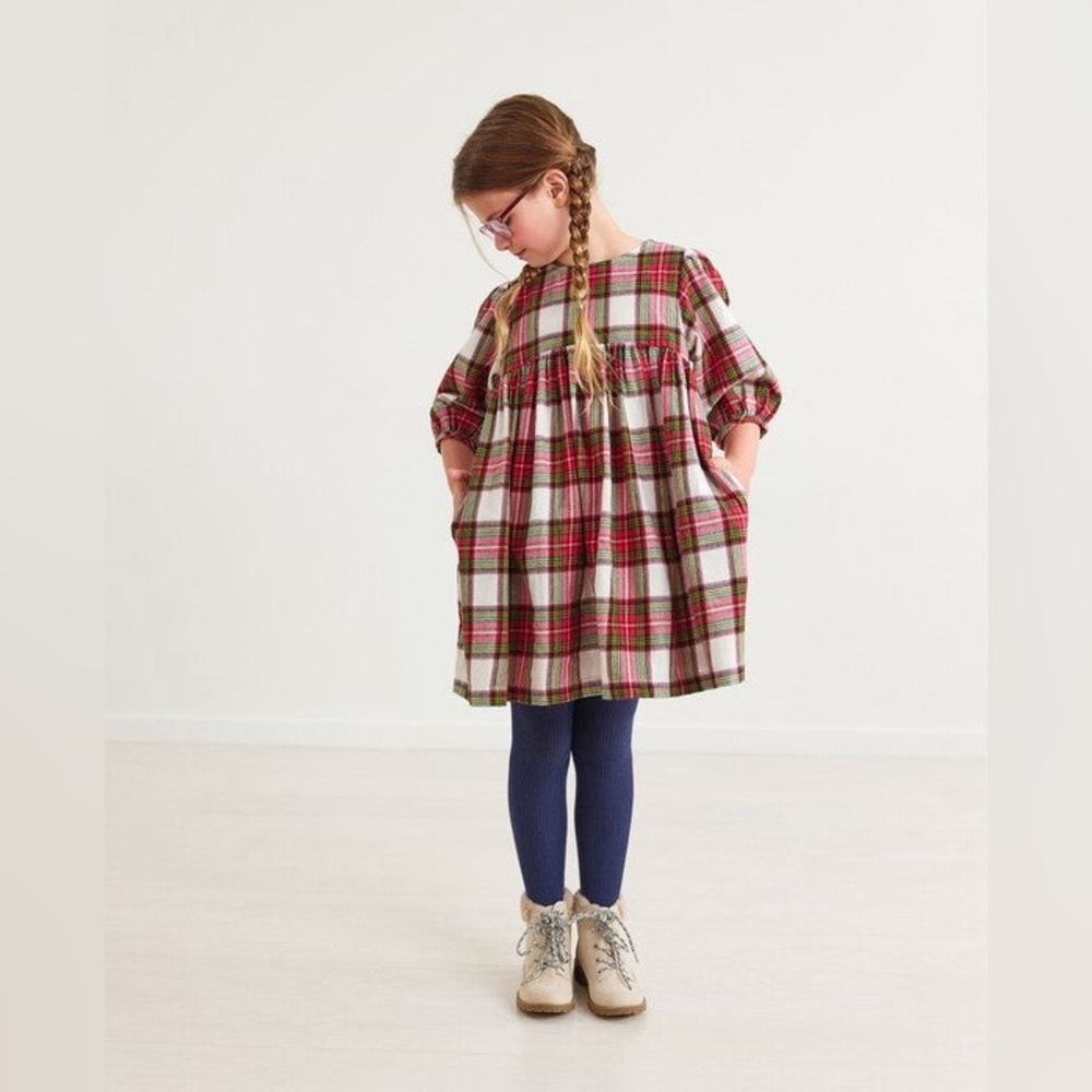 Hanna Andersson Family Holiday Christmas Plaid Flannel Dress size 12